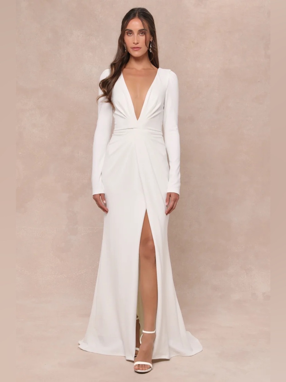Lulus Stunning Romance White Long Sleeve Mermaid Wedding Maxi Dress Size XL NWT